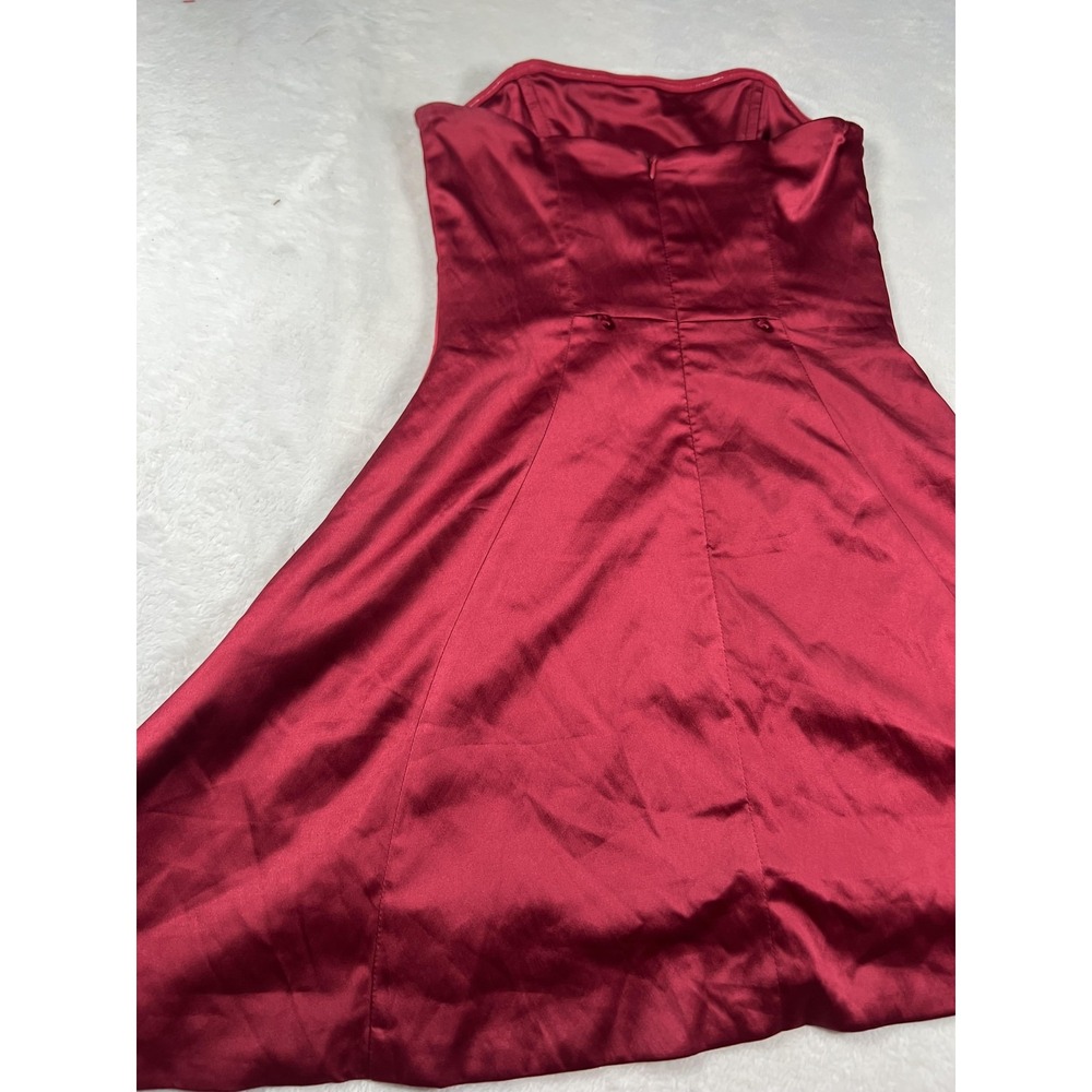 Babyboo Dress Womens Small Red Strapless Satin A-Line Fit & Flare Cocktail Party - Picture 9 of 12